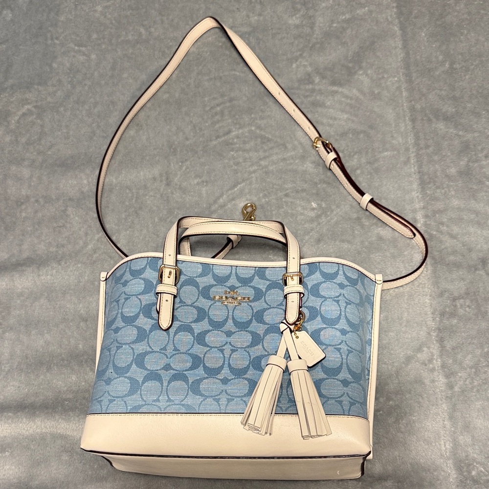 Coach Blue and Cream Satchel Bag